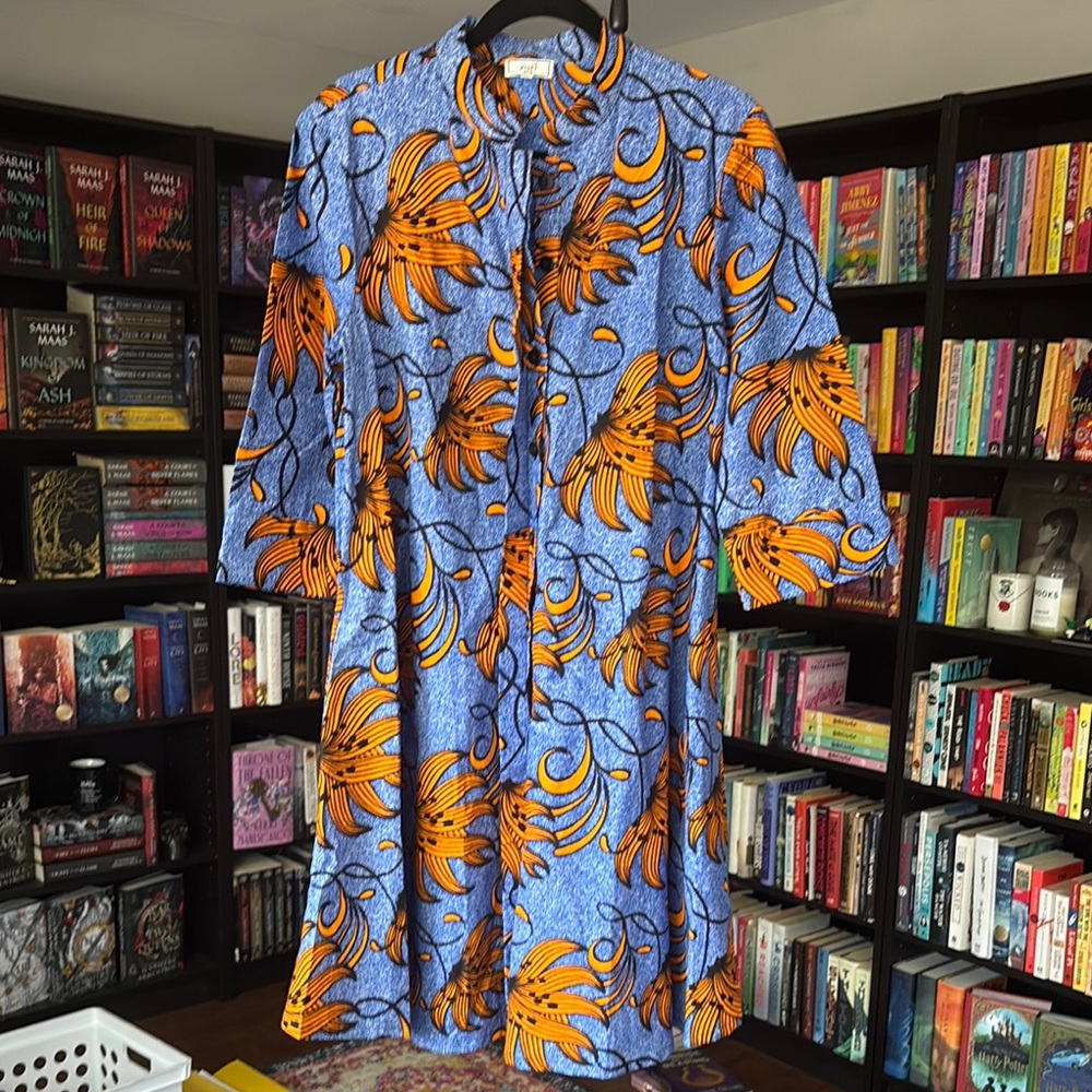 Zuri - Vibrant Blue and Orange Patterned Dress